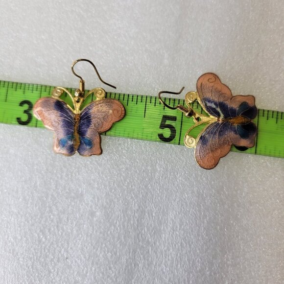 Enamel Butterfly Earrings - Picture 6 of 11